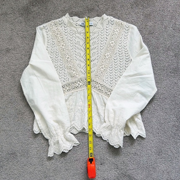 Zara knit lace top, off white, long sleeves - Picture 8 of 10
